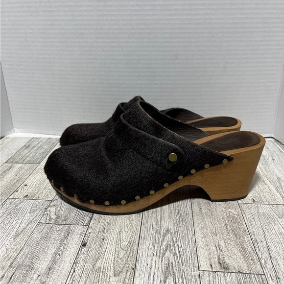 lisa b classic high heel clog in espresso cow hair women’s size 10 - Picture 2 of 12